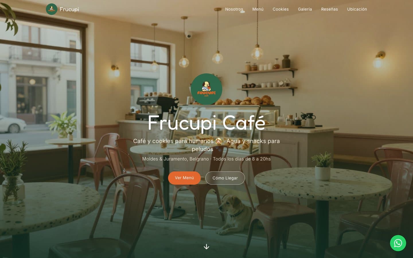 Captura del sitio de Frucupi Café